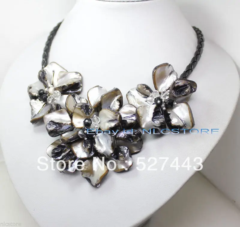 Wholesale black mother of pearl shell flower pendant necklace 17"long Fashion Jewelry
Wholesale black mother of pearl shell flower pendant necklace 17"long Fashion Jewelry