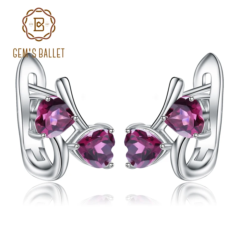 GEM'S BALLET Heart Shape Natural Rhodolite Garnet Earrings 100%925 Sterling Silver Romantic Stud Earrings for Women Fine Jewelry
GEM'S BALLET Heart Shape Natural Rhodolite Garnet Earrings 100%925 Sterling Silver Romantic Stud Earrings for Women Fine Jewelry
