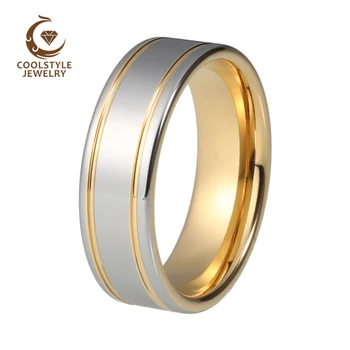 8MM Yellow Gold Wedding Band Tungsten Carbide Ring Two Tone Double Grooved Comfort Fit
8MM Yellow Gold Wedding Band Tungsten Carbide Ring Two Tone Double Grooved Comfort Fit