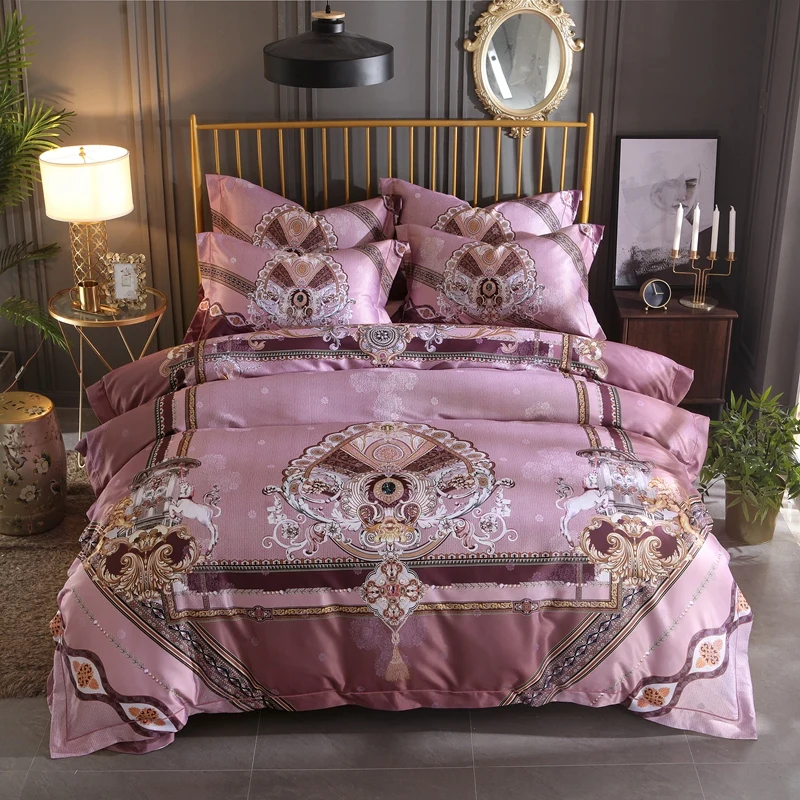Luxury Silk Cotton Jacquard Palace Bedding Set Digital Printing Smooth Duvet cover Bed Sheet Pillowcases Queen King size 4pcs
Luxury Silk Cotton Jacquard Palace Bedding Set Digital Printing Smooth Duvet cover Bed Sheet Pillowcases Queen King size 4pcs