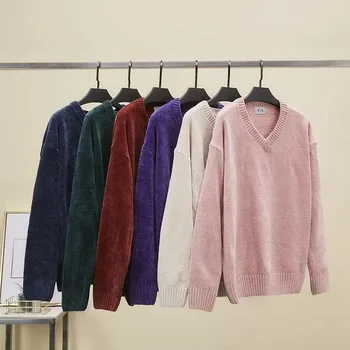 NEW Spring Winter Women Sweaters And Pullovers V-Neck Long Sleeve Casual Sweater Loose Solid Knitted Jumpers sweter mujer
NEW Spring Winter Women Sweaters And Pullovers V-Neck Long Sleeve Casual Sweater Loose Solid Knitted Jumpers sweter mujer