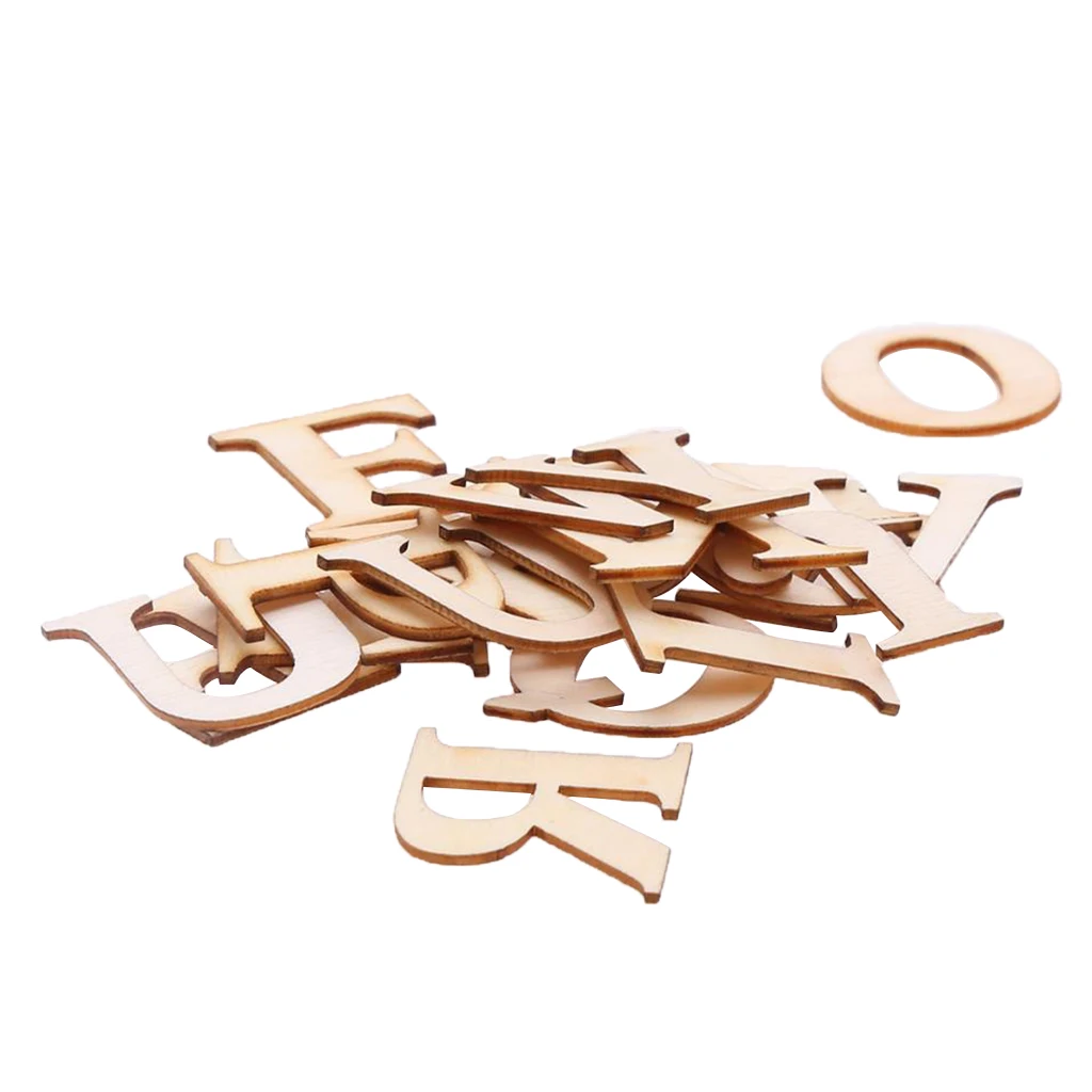 31pcs Unpainted A-Z Alphabet Capital Letters Unfinished Wood Scrapbook Embellishment for Kids Educational Toys 3cm