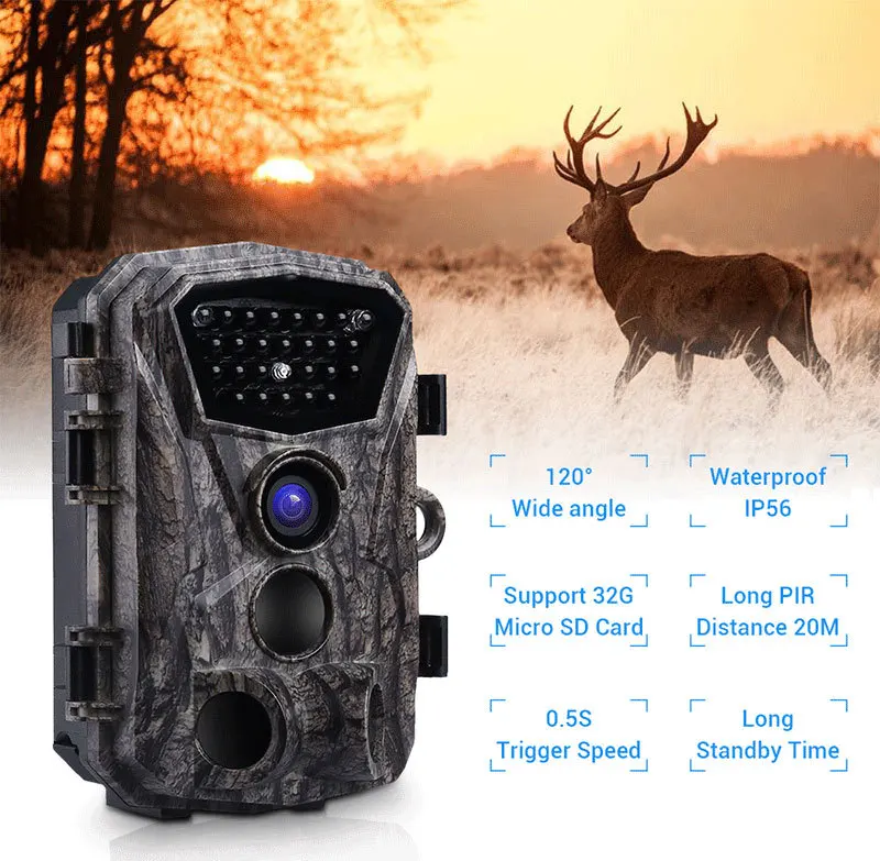 PDDHKK 2.4" TFT LCD color screen Hunting Trail Camera 18MP Photo 1080P Video Resolution 24 Infrared LEDs PIR distance 20M H883
PDDHKK 2.4" TFT LCD color screen Hunting Trail Camera 18MP Photo 1080P Video Resolution 24 Infrared LEDs PIR distance 20M H883