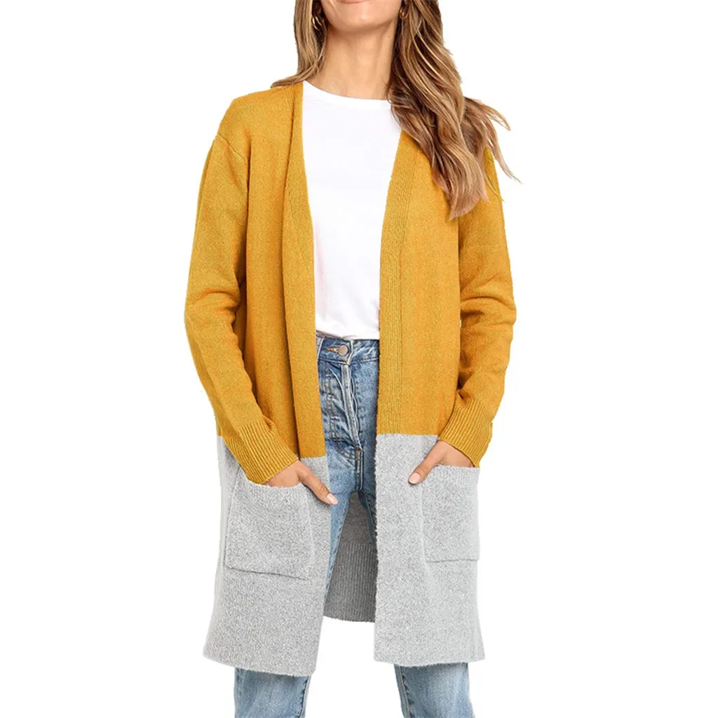 Cardigan women long sleeve Plus Size Women Knitted Patchwork Pocket sweater Standing collar warm cardigan feminino
Cardigan women long sleeve Plus Size Women Knitted Patchwork Pocket sweater Standing collar warm cardigan feminino
