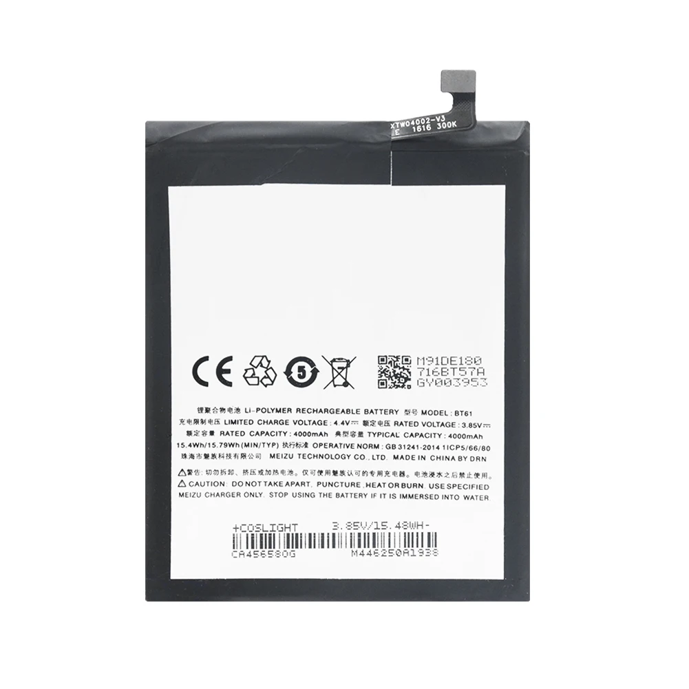 High Quality 4000mAh Battery BT61 for MeiZu M681Q, M681H, M681, M3 Note, M3 Note Dual SIM, M3 Note Dual SIM Smart Phone Battery
High Quality 4000mAh Battery BT61 for MeiZu M681Q, M681H, M681, M3 Note, M3 Note Dual SIM, M3 Note Dual SIM Smart Phone Battery