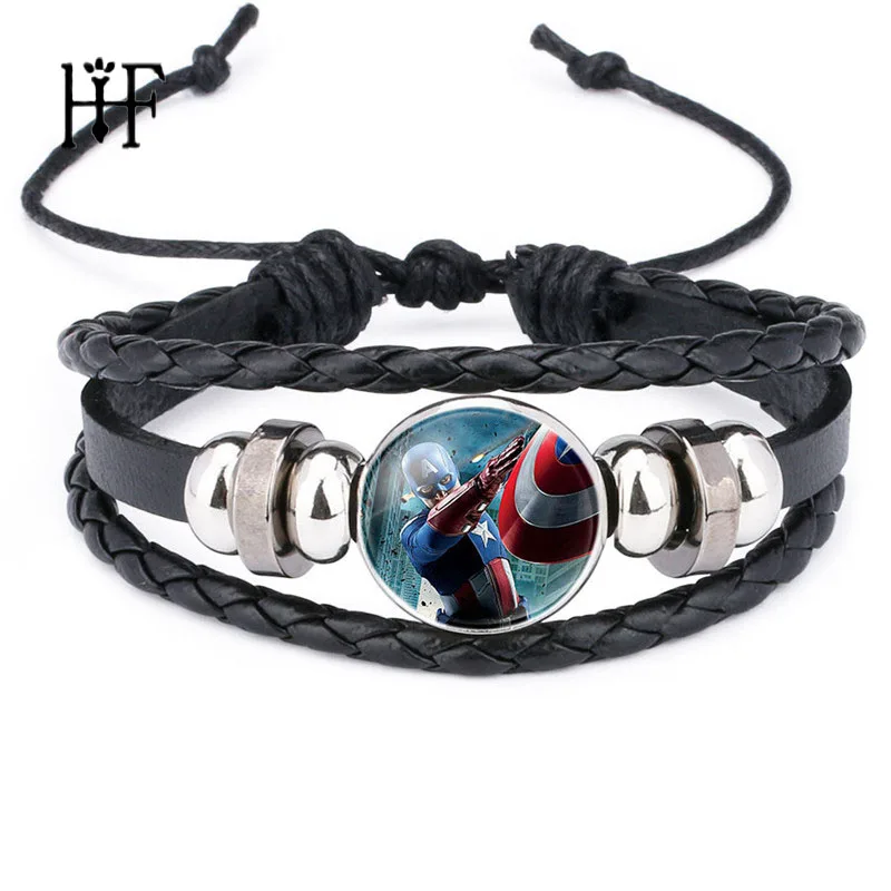 Marvel Avengers Captain America Shield Men Bracelet Hulk Black Widow Iron Man Thor's Hammer Multilayer Casual Leather Bracelet
Marvel Avengers Captain America Shield Men Bracelet Hulk Black Widow Iron Man Thor's Hammer Multilayer Casual Leather Bracelet
