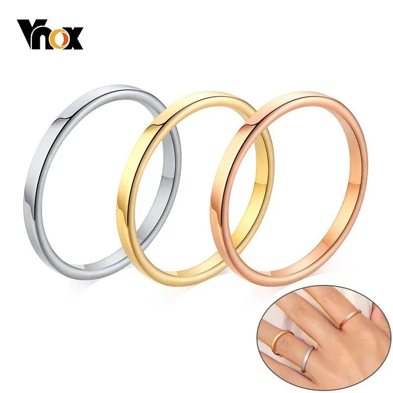 Vnox Basic 2MM Thin Wedding Rings for Women High Polished Stainless Steel Female Girl Finger Anel Alliance anillo femenino
Vnox Basic 2MM Thin Wedding Rings for Women High Polished Stainless Steel Female Girl Finger Anel Alliance anillo femenino