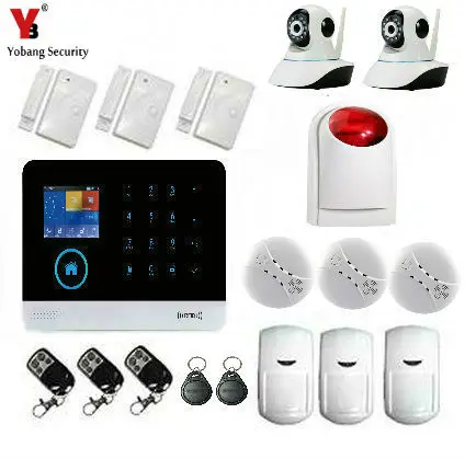 

YoBang Security WIFI 3G WCDMA/CDMA GPRS Smart Home Burglar Alarm System Wireless IP Camera red Flash Strobe Siren PIR Sensor.