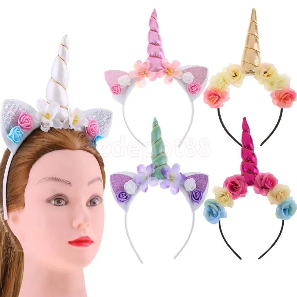 Lovely Magical Unicorn Horn Ear Flower Pony Headband Fancy Dress Cosplay Kids Girls Hairband Party Hair Accessory
Lovely Magical Unicorn Horn Ear Flower Pony Headband Fancy Dress Cosplay Kids Girls Hairband Party Hair Accessory