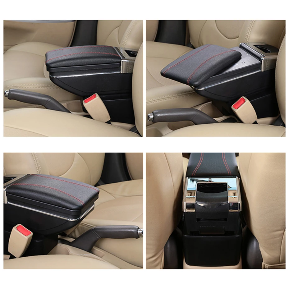 Car Armrest Box Fit for Honda Fit Jazz 2014-2018,Classic Edition,Concise Comfort Arm Rest Pads Center Console Storage Box Beige