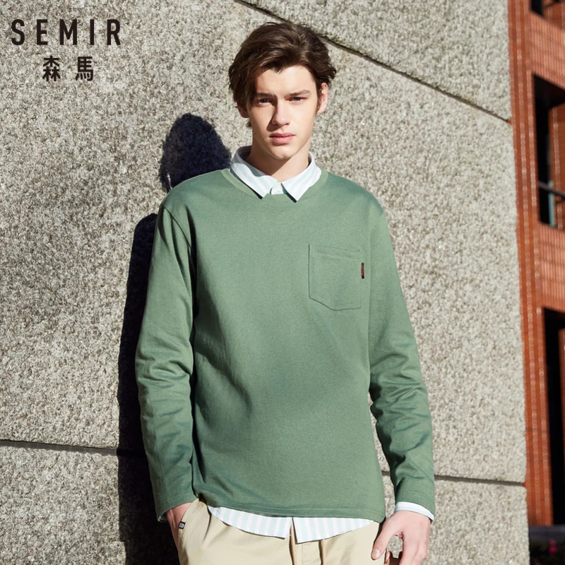 SEMIR Men Long-sleeved Jersey shirts with Chest Pocket Men's 100% Cotton Shirts in Solid Color Ribbed Crewneck Shirts for Spring
SEMIR Men Long-sleeved Jersey shirts with Chest Pocket Men's 100% Cotton Shirts in Solid Color Ribbed Crewneck Shirts for Spring