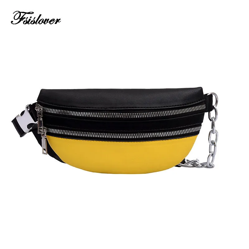 2019 Fashion Chain Fanny Pack Banana Waist Bag New Brand Belt Bag Women Waist Pack Contrast color PU Leather Chest bag Belly Bag
2019 Fashion Chain Fanny Pack Banana Waist Bag New Brand Belt Bag Women Waist Pack Contrast color PU Leather Chest bag Belly Bag