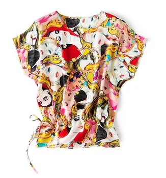 European station silk, crepe de Chine, big sleeves, short sleeved ladies' tops, 2018 new loose T-shirts
European station silk, crepe de Chine, big sleeves, short sleeved ladies' tops, 2018 new loose T-shirts