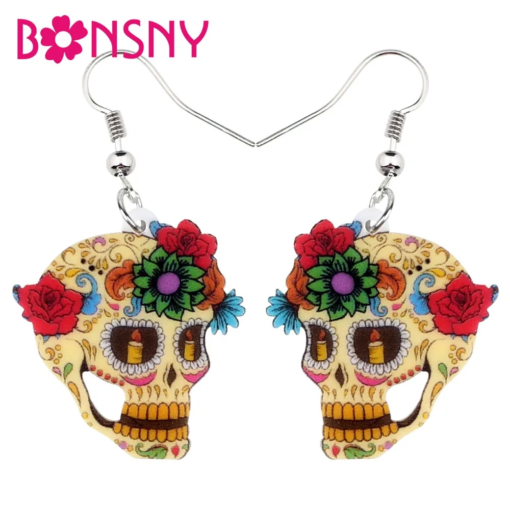 Bonsny Statement Acrylic Classic Halloween Floral Skull Earrings Dangle Drop New Fashion Jewelry For Women Girls Ladies Charms
Bonsny Statement Acrylic Classic Halloween Floral Skull Earrings Dangle Drop New Fashion Jewelry For Women Girls Ladies Charms