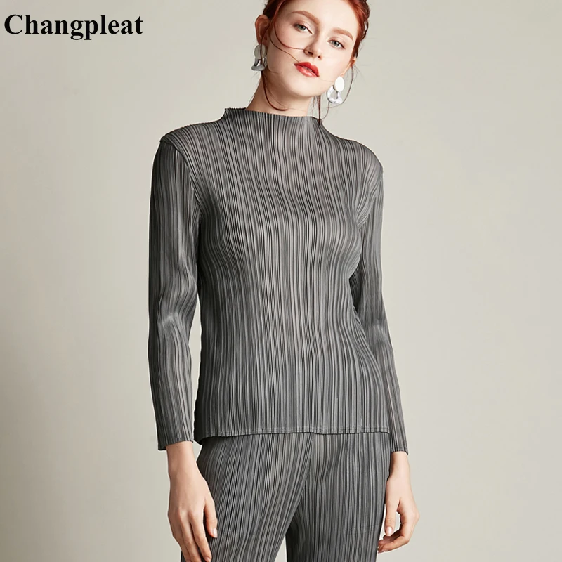 Changpleat Spring long sleeve turtleneck Basics Women T-shirts Tops Miyak Pleated Fashion Design Solid Big Elastic T-shirt Tide
Changpleat Spring long sleeve turtleneck Basics Women T-shirts Tops Miyak Pleated Fashion Design Solid Big Elastic T-shirt Tide