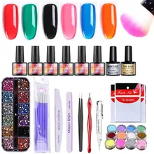 Top vente Gel ongles en verre brillant bonbons ongles d'été attributs néon translucide couleur UV Gel à ongles vernis 8 ml acrylique kit à ongles(China)