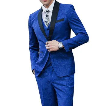 Men floral Suits Wedding Groom Blazer +Pant+vest 3 pieces Designs Royal Blue Tuxedos Shawl Man suits Tuxedo Prom Stage Wear
Men floral Suits Wedding Groom Blazer +Pant+vest 3 pieces Designs Royal Blue Tuxedos Shawl Man suits Tuxedo Prom Stage Wear