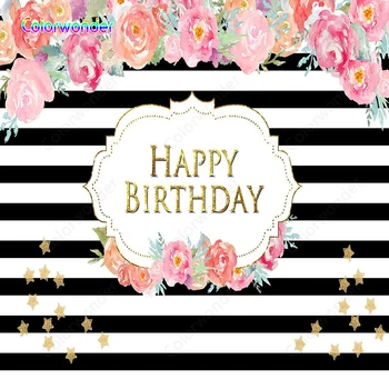 Colorwonder Photography Background Black and White Stripes with Twinkle Stars 7x5ft Pink Flowers Seamless Backdrop for Birthday 
Colorwonder Photography Background Black and White Stripes with Twinkle Stars 7x5ft Pink Flowers Seamless Backdrop for Birthday