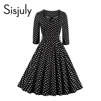 Sisjuly винтажном стиле платье в черный горошек вечернее платье Line 1950 S ретро рокабилли Pin Up платье Vestido 2017 винтажное платье Sisjuly винтажном стиле платье в черный горошек вечернее платье Line 1950 S ретро рокабилли Pin Up платье Vestido 2017 винтажное платье