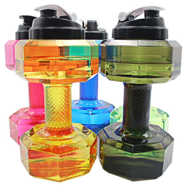 

Dumbbells Water Bottles Plastic Large Capacity Dumbbell Water Bootle for Fitness Camping Cycling Kettle Gym Sports Bottles 2.2L