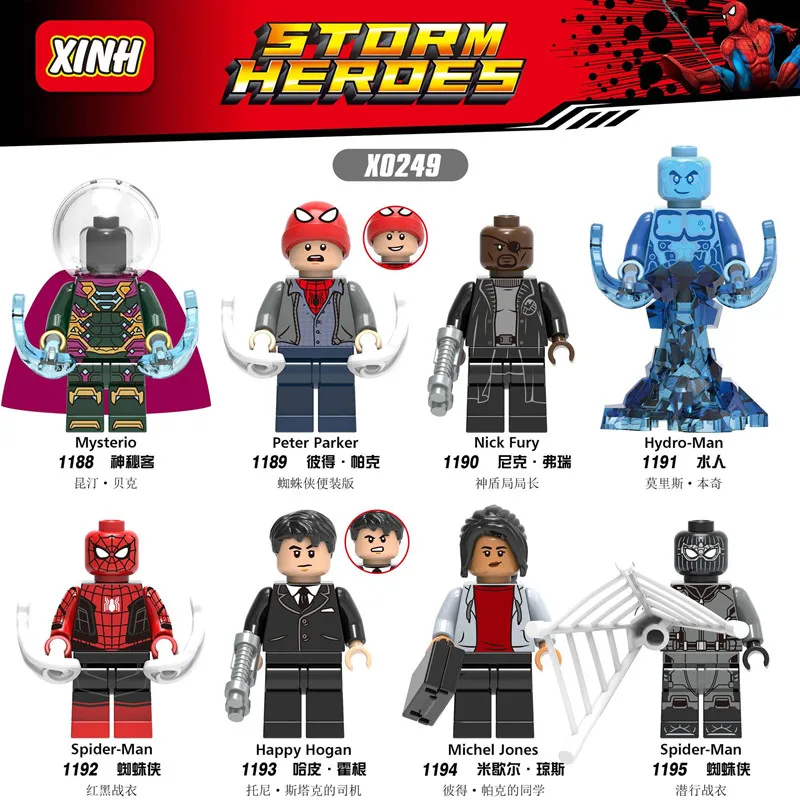 20PCS Building Blocks Super Heroes Hydro-Man Peter Parker Mysterio Nick Fury Happy Hogan Toys For Children Gifts X0249
20PCS Building Blocks Super Heroes Hydro-Man Peter Parker Mysterio Nick Fury Happy Hogan Toys For Children Gifts X0249