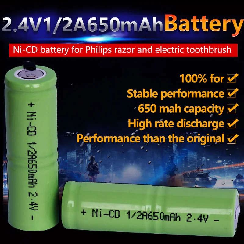 Cncool 1pcs/lot 2.4v 1/2A 650mah razor battery ni-cd electric toothbrush razor recharge battery Free shipping!
Cncool 1pcs/lot 2.4v 1/2A 650mah razor battery ni-cd electric toothbrush razor recharge battery Free shipping!