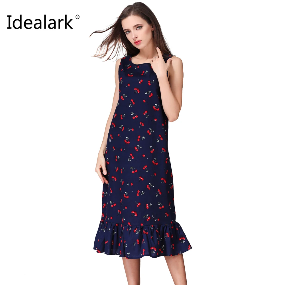 Casual Sleeveless Printed Midi Dress