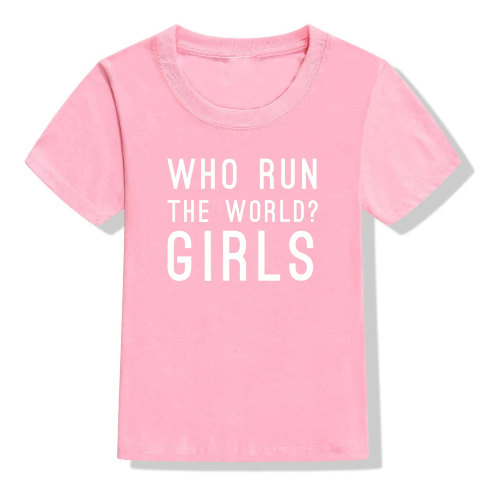 Детские повседневные топы Who Run The World для девочек футболка феминистская забавная