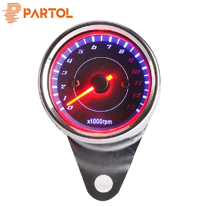 Partol Universal Motorcycle LED Backlight Tachometer Night Light 13000 RPM Odometer Speedometer Silver Universal For Motocross
Partol Universal Motorcycle LED Backlight Tachometer Night Light 13000 RPM Odometer Speedometer Silver Universal For Motocross