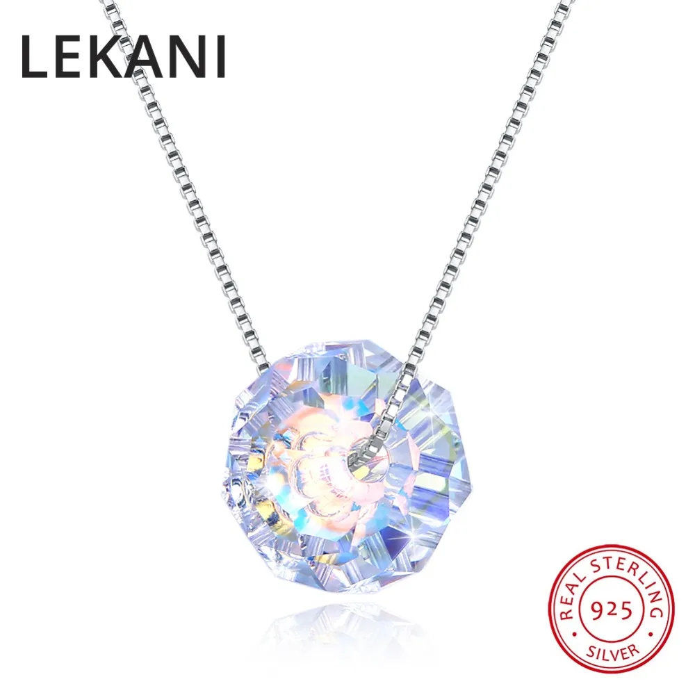 LEKANI 925 Серебряные украшения красочные бусины кристаллы Swarovski подвеска ожерелье