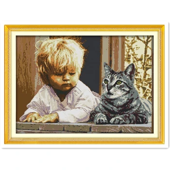 The Boy And Cat Counted Pattern Cross Stitch 11 14CT Cross Stitch Chinese Cross Stitch Kit for Embroidery Home Decor Needlework
The Boy And Cat Counted Pattern Cross Stitch 11 14CT Cross Stitch Chinese Cross Stitch Kit for Embroidery Home Decor Needlework