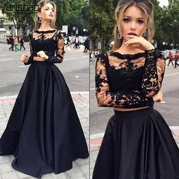 Black Muslim Evening Dresses 2019 A-line Long Sleeves Lace Two Pieces Islamic Dubai Saudi Arabic Long Prom Evening Gown
Black Muslim Evening Dresses 2019 A-line Long Sleeves Lace Two Pieces Islamic Dubai Saudi Arabic Long Prom Evening Gown