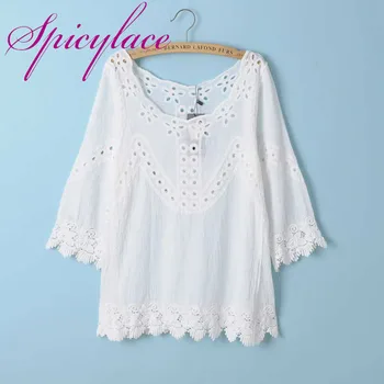 Korean Fashion Clothing Vintage O Neck Crochet Lace Elegant Female loose Patchwork 3/4 Sleeve Hollow Out White Tops
Korean Fashion Clothing Vintage O Neck Crochet Lace Elegant Female loose Patchwork 3/4 Sleeve Hollow Out White Tops