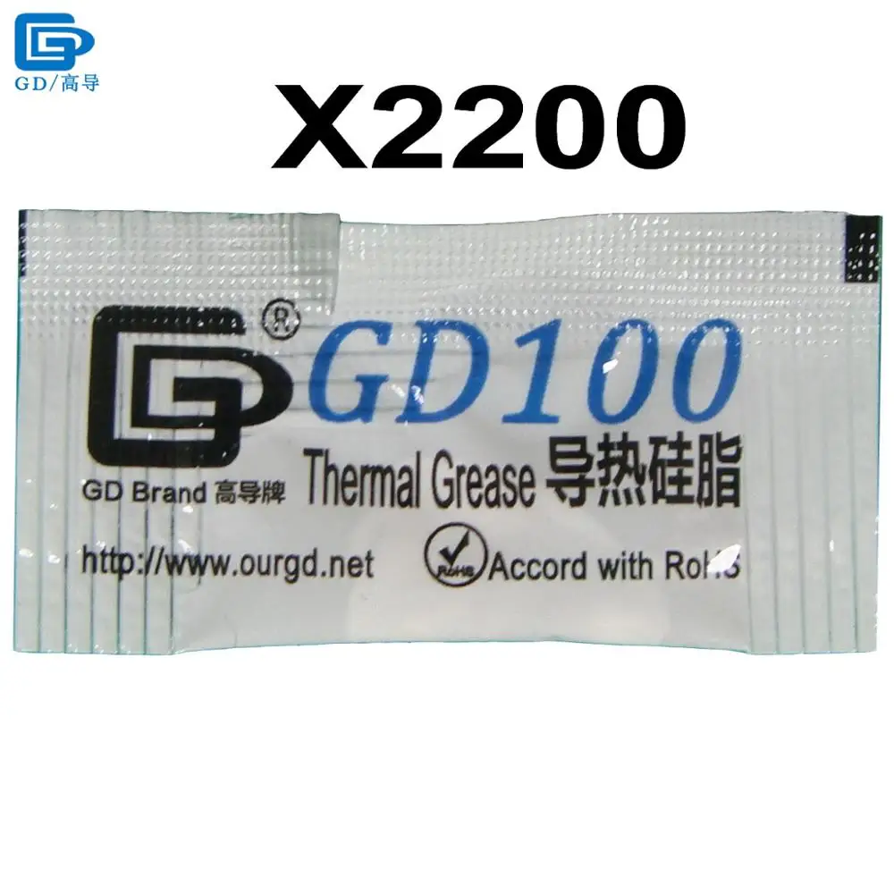 GD100 Thermal Grease Paste Silicone Plaster Heat Sink Compound 2200 Pieces Net Weight 0.5 Gram White Mini Bag Packaging MB05
GD100 Thermal Grease Paste Silicone Plaster Heat Sink Compound 2200 Pieces Net Weight 0.5 Gram White Mini Bag Packaging MB05