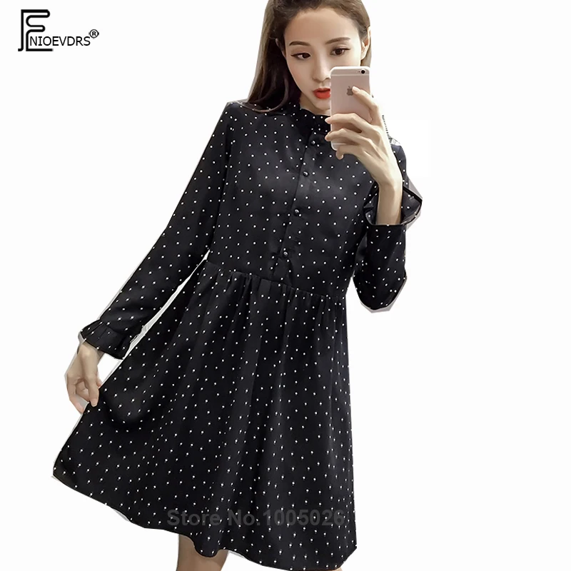 Autumn Dresses Basic Wear Women Fashion Long Sleeve A Line Cute Sweet Girls Flare Sleeve Black Polka Dot Shirt Dress 8106
Autumn Dresses Basic Wear Women Fashion Long Sleeve A Line Cute Sweet Girls Flare Sleeve Black Polka Dot Shirt Dress 8106