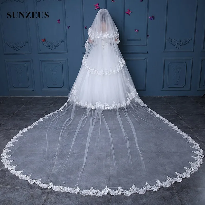 Lace Edge Wedding Veils 2 Layer Long Cathedral Bridal Veil With Comb Ivory mantillas for church Free Shipping WV071
Lace Edge Wedding Veils 2 Layer Long Cathedral Bridal Veil With Comb Ivory mantillas for church Free Shipping WV071