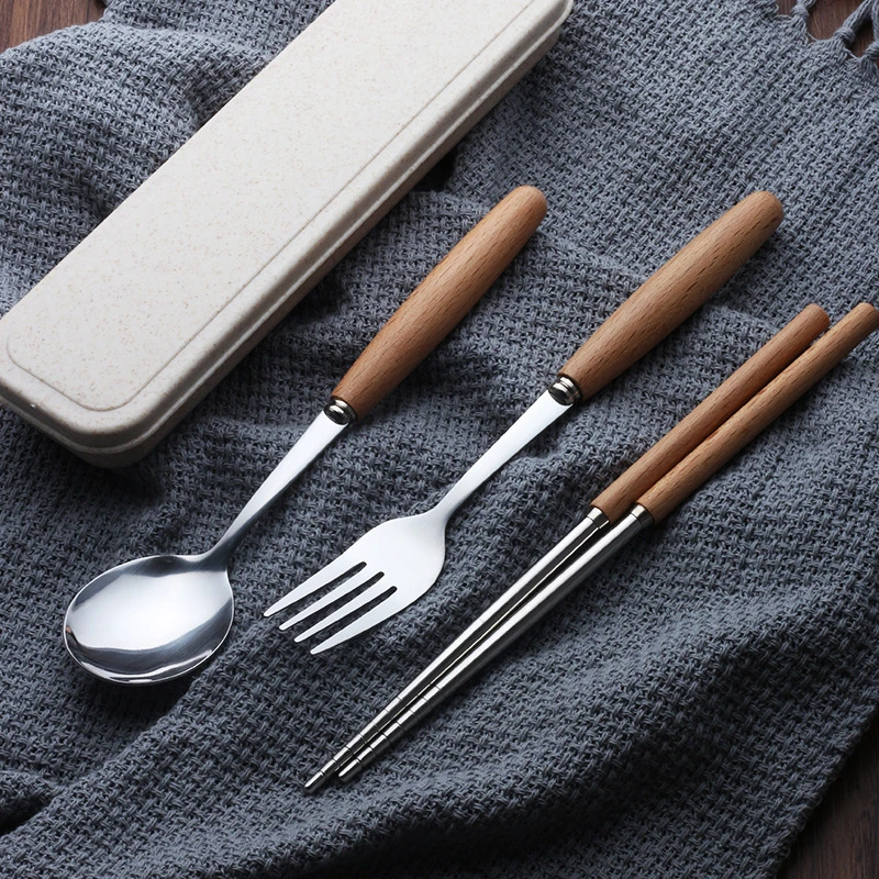Portable Small Stainless Steel Cutlery Sets Dinnerwares With Solid Wood Handle Fork Spoon Chopsticks Knife For Picnic Convenient
Portable Small Stainless Steel Cutlery Sets Dinnerwares With Solid Wood Handle Fork Spoon Chopsticks Knife For Picnic Convenient