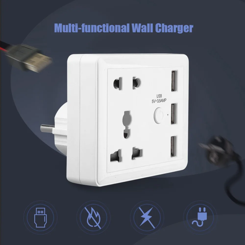 Charger power socket with three USB port mobile phone charging EU plug AC home travel USB wall socket charge
Charger power socket with three USB port mobile phone charging EU plug AC home travel USB wall socket charge