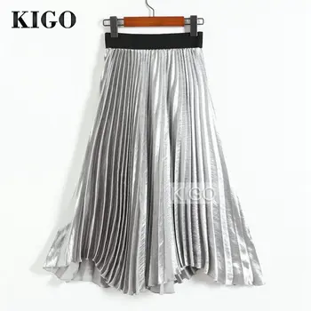 KIGO Fashion Women High Waist Silver Metallic Skirt Elegant Knee-Length Midi Skirt Vintage Metallic Pleated Skirt KJ1445H
KIGO Fashion Women High Waist Silver Metallic Skirt Elegant Knee-Length Midi Skirt Vintage Metallic Pleated Skirt KJ1445H