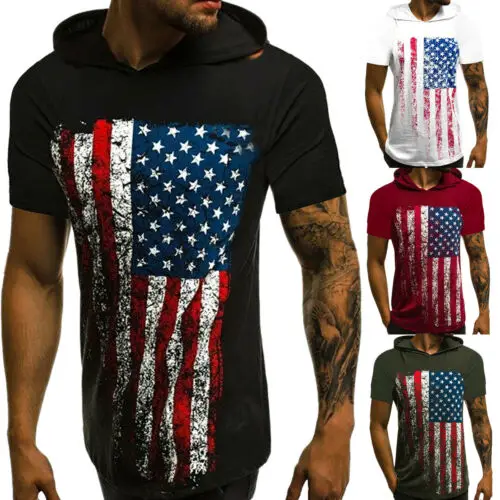 Fashion Men Summer Slim Short Sleeve Hooded US Flag Pattern Hoodie Basic T-shirt Tops
Fashion Men Summer Slim Short Sleeve Hooded US Flag Pattern Hoodie Basic T-shirt Tops