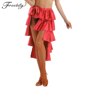 Womens Smooth Satin Ruffles High-Low Multilayer Self-tie Up Latin Dance Skirt Adult Latin Dance Performance Competition Costume
Womens Smooth Satin Ruffles High-Low Multilayer Self-tie Up Latin Dance Skirt Adult Latin Dance Performance Competition Costume