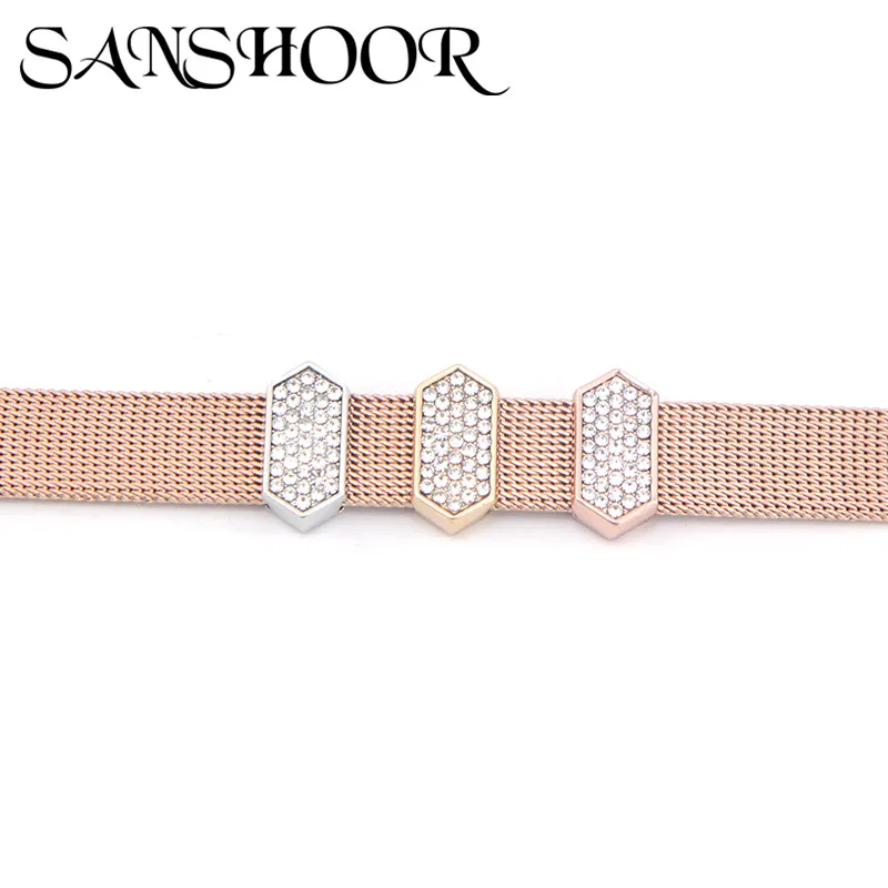 SANSHOOR Jewelry Pave Keys Crystal Rhinestones Bar Slide Charms Fit 10mm Stainless Steel Mesh Bracelet DIY Accessories Making
SANSHOOR Jewelry Pave Keys Crystal Rhinestones Bar Slide Charms Fit 10mm Stainless Steel Mesh Bracelet DIY Accessories Making