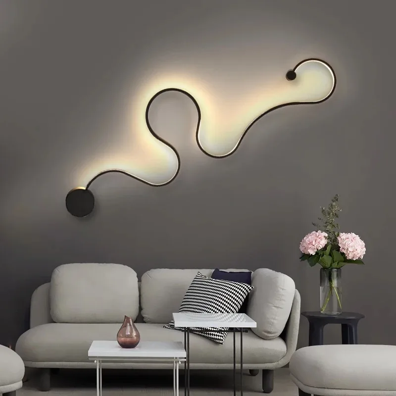 

Современный Креативный Змеиный настенный светильник, простой прикроватный светильник для спальни, для прихожей, гостиной, декоративный фон, настенная лампа