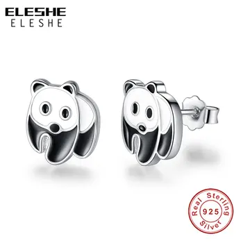 ELESHE 100% 925 Sterling Silver Black Enamel Chinese National Treasure Animal Panda Stud Earrings for Women Children Jewelry
ELESHE 100% 925 Sterling Silver Black Enamel Chinese National Treasure Animal Panda Stud Earrings for Women Children Jewelry
