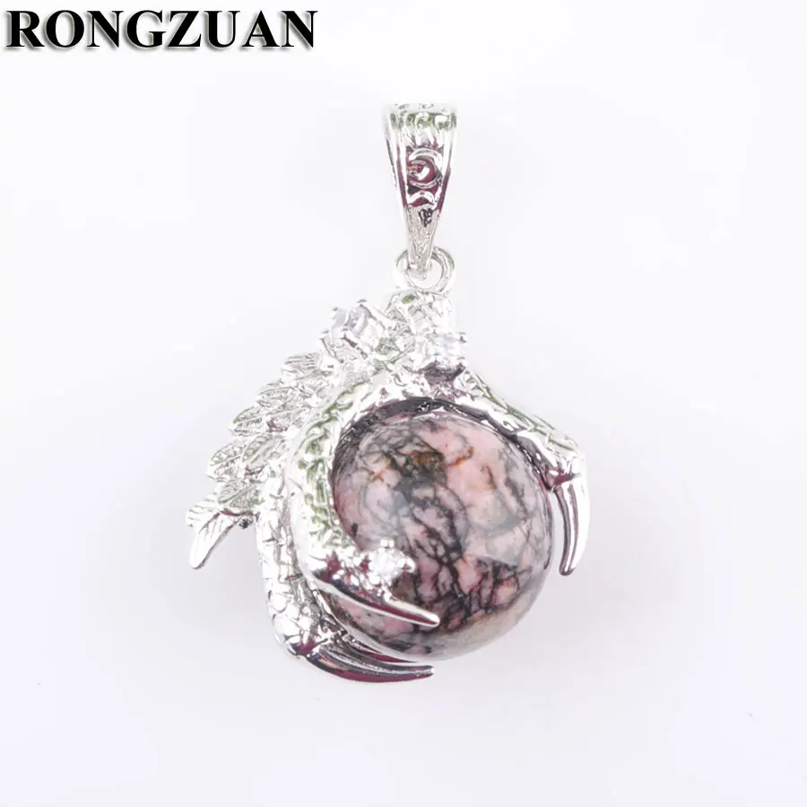 RONGZUAN натуральный Родохрозит камень драгоценный круглый Ball бусина с драконом
