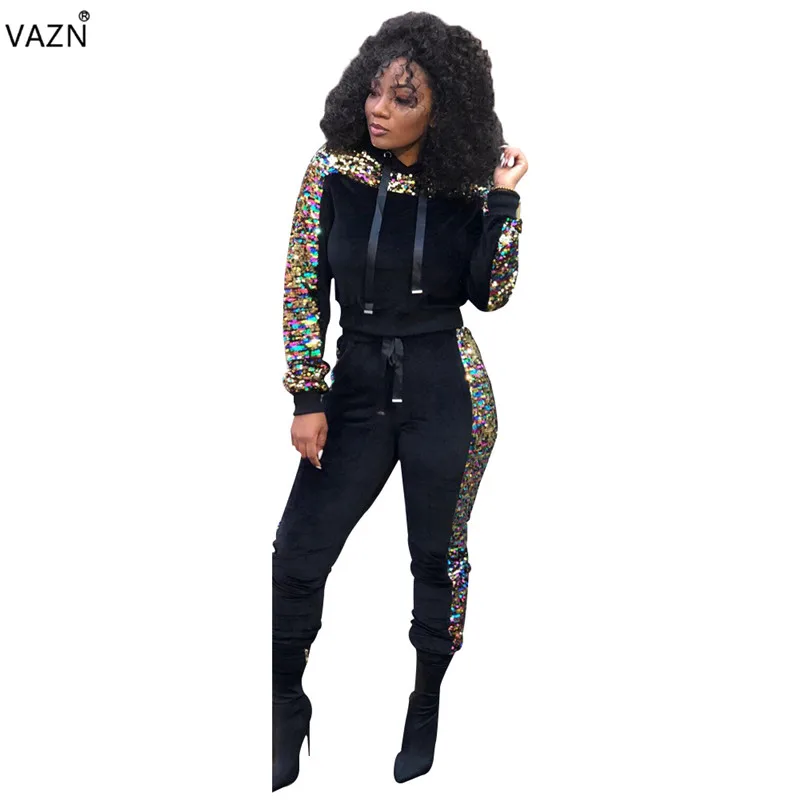 VAZN 2019 Autumn Casual Temperate Fashion Women 2 Piece Set Sequined Hooded Full Sleeve Full Length Slim Tracksuit Set YM-8307
VAZN 2019 Autumn Casual Temperate Fashion Women 2 Piece Set Sequined Hooded Full Sleeve Full Length Slim Tracksuit Set YM-8307