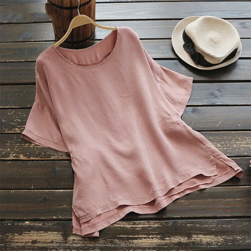 Plus Size S-5XL Cotton Linen T Shirt Women Casual Solid Short Sleeve Women Shirts 2019 Summer O-Neck Loose Pink Women Tshirt
Plus Size S-5XL Cotton Linen T Shirt Women Casual Solid Short Sleeve Women Shirts 2019 Summer O-Neck Loose Pink Women Tshirt