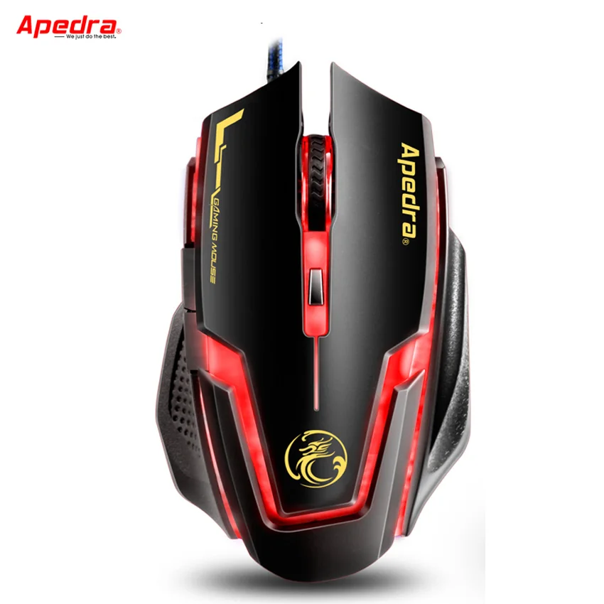 Игровая мышь APEDRA 3200DPI проводная USB Регулируемая эргономичная Мыши для ПК