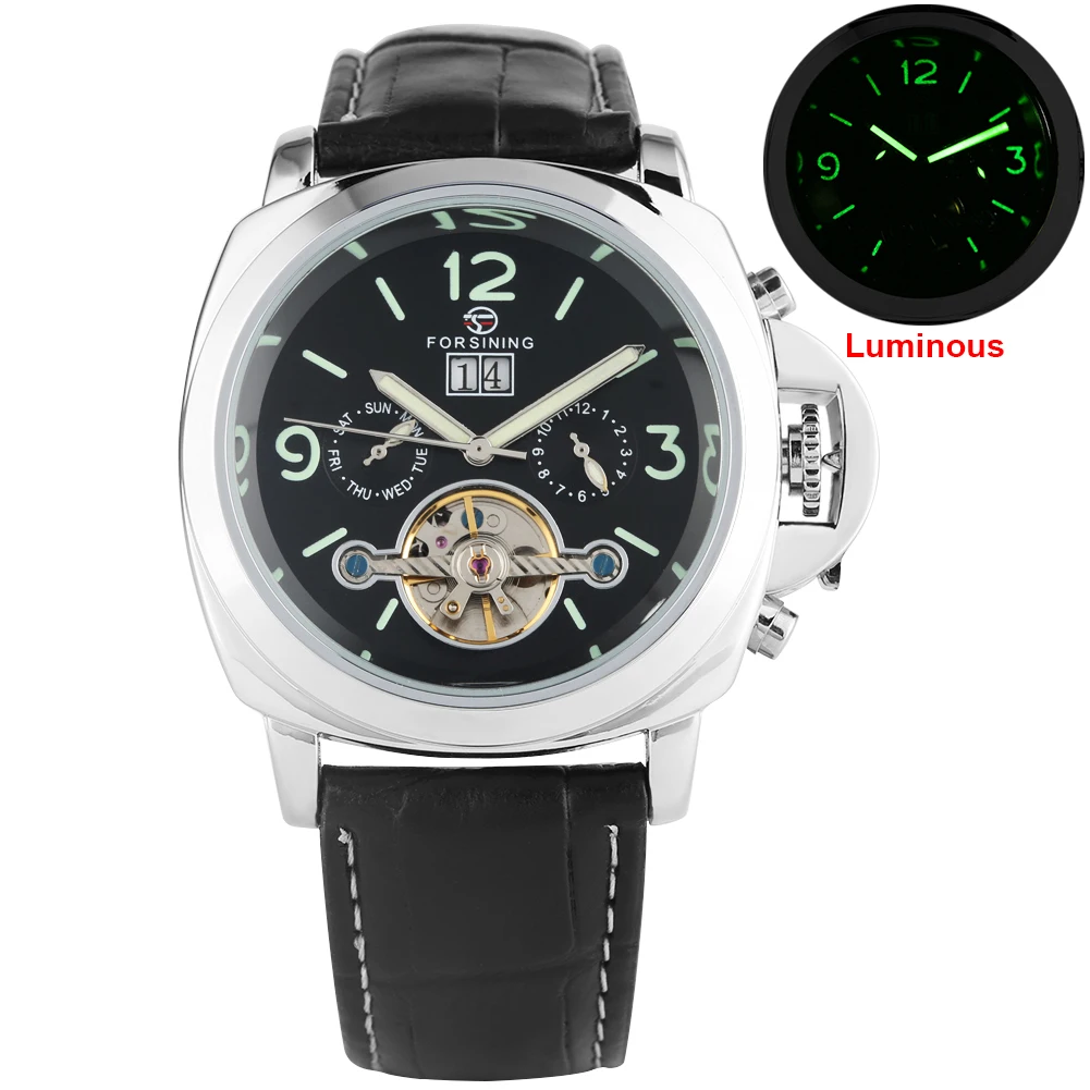 Men's Automatic-self-winding Mechanical Watch Black Dial Stainless Steel Skeleton Leather Strap Calendar Display Luminous Hands
Men's Automatic-self-winding Mechanical Watch Black Dial Stainless Steel Skeleton Leather Strap Calendar Display Luminous Hands