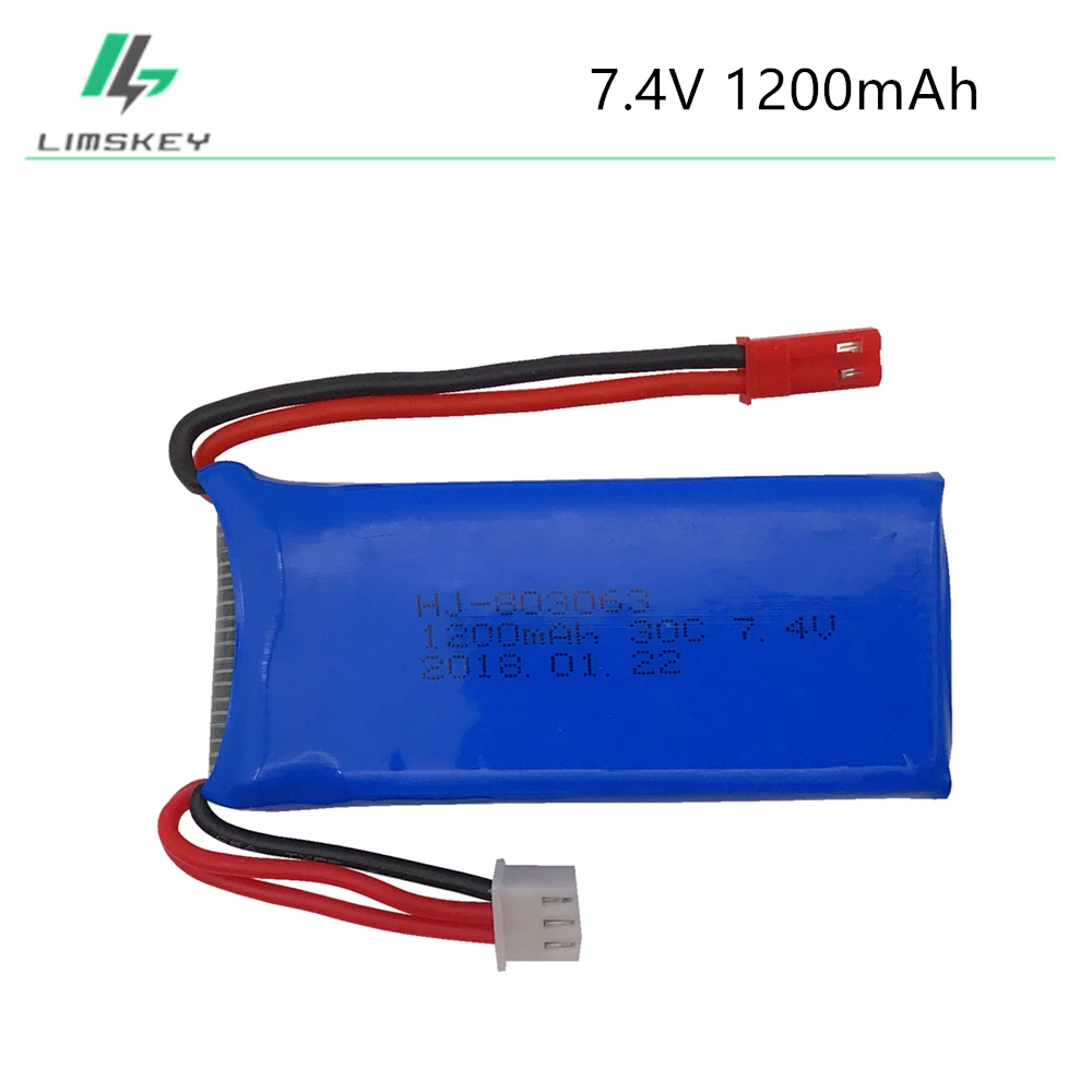 

WL 7.4V 1200mAh 30C Lipo Battery For YiZhan Tarantula X6 MJX X101 X102h X1Brushless H16 WLtoys V666 V262 V353 V333 V323